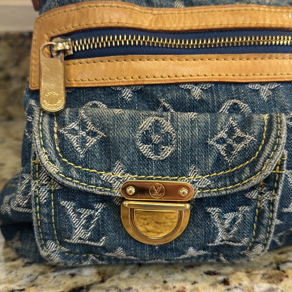 Louis Vuitton Baggy PM Denim Blue // Tan and Gold Accents // Genuine - Picture 2 of 16